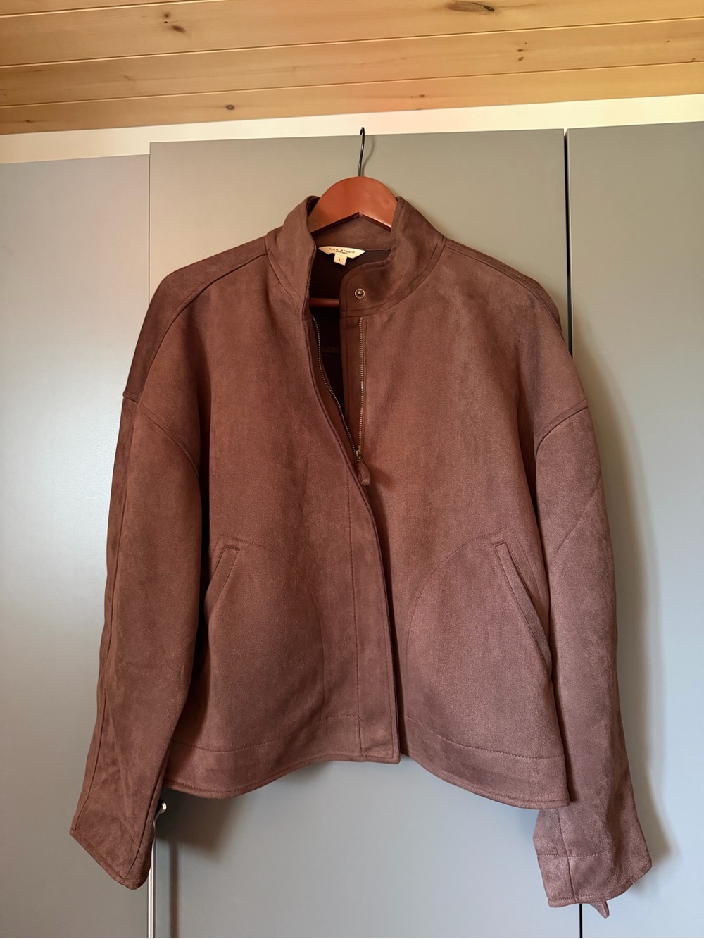 Max Studio London Faux Suede Jacket Warm Brown Size L